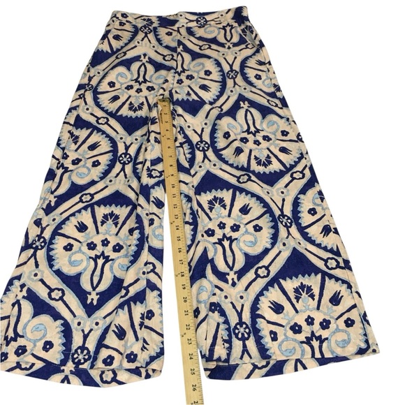 NWT Christian Siriano Linen Blend Wide Leg Crop Floral Geo Pants Women’s Medium - Picture 5 of 12